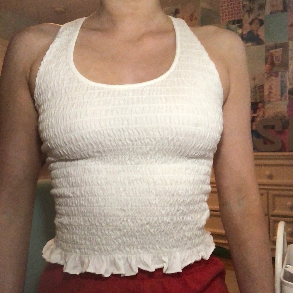 ruched white tank